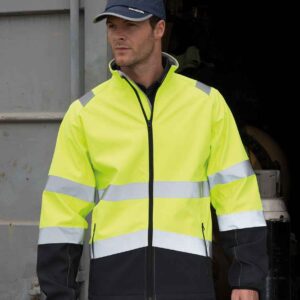 Result Safe-Guard Printable Safety Soft Shell Jacket | Fluorescent Yellow/Black