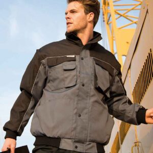 Result Work-Guard Zip Sleeve Heavy Duty Jacket | Grey/Black