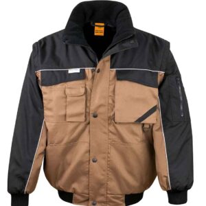 Result Work-Guard Zip Sleeve Heavy Duty Jacket | Tan/Black