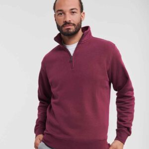 Russell Authentic Zip Neck Sweatshirt | Burgundy