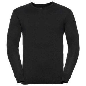 Russell Collection Cotton Acrylic V Neck Sweater | Black
