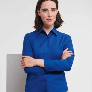 Russell Collection Ladies Long Sleeve Easy Care Oxford Shirt | Bright Royal