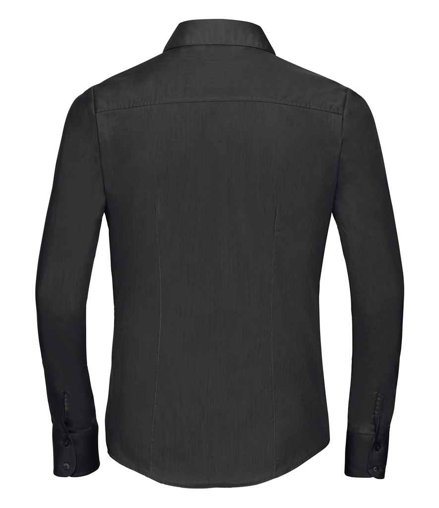 Russell Collection Ladies Long Sleeve Fitted Poplin Shirt | Black - Image 2