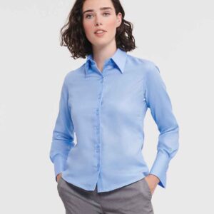 Russell Collection Ladies Long Sleeve Ultimate Non-Iron Shirt | Bright Sky