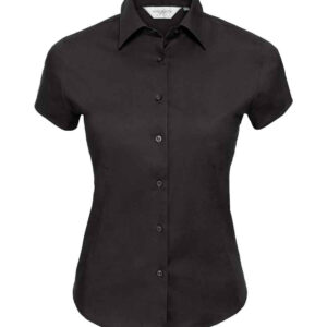 Russell Collection Ladies Short Sleeve Easy Care Fitted Shirt | Black