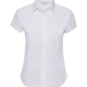 Russell Collection Ladies Short Sleeve Easy Care Fitted Shirt | White