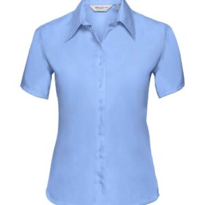 Russell Collection Ladies Short Sleeve Ultimate Non-Iron Shirt | Bright Sky