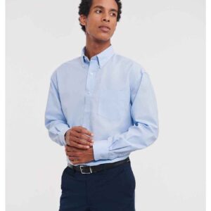 Russell Collection Long Sleeve Easy Care Oxford Shirt | Oxford Blue