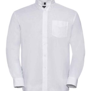 Russell Collection Long Sleeve Easy Care Oxford Shirt | White