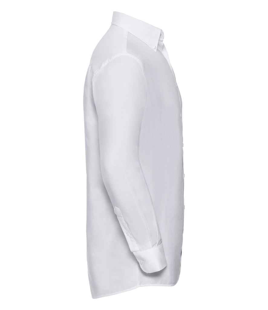 Russell Collection Long Sleeve Easy Care Oxford Shirt | White - Image 3