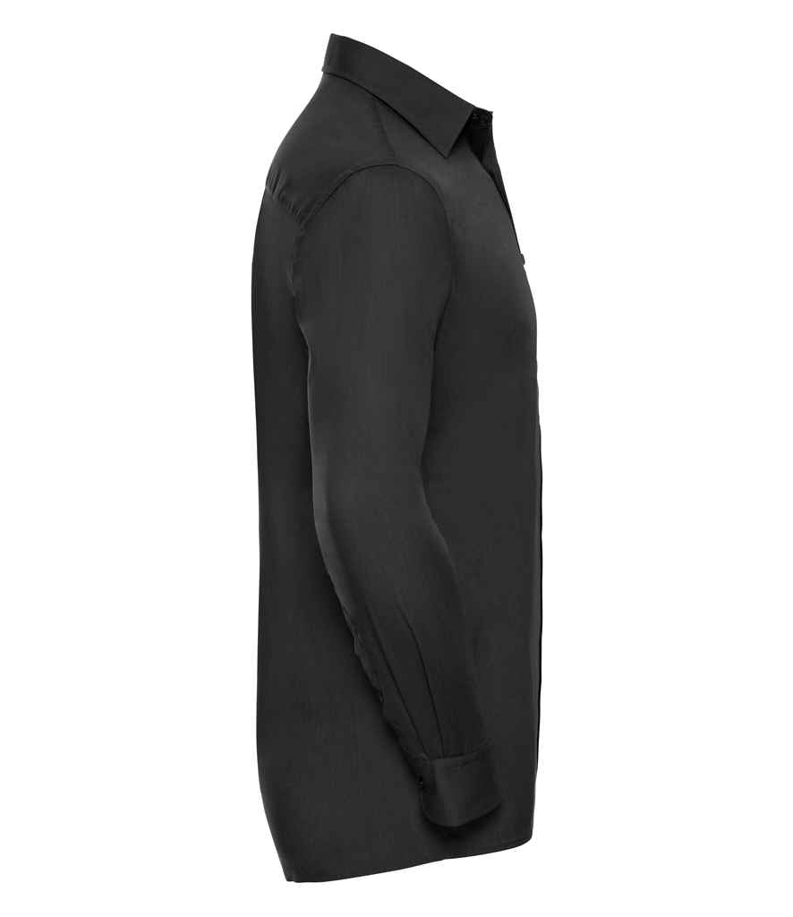 Russell Collection Long Sleeve Easy Care Poplin Shirt | Black - Image 3