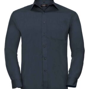Russell Collection Long Sleeve Easy Care Poplin Shirt | French Navy