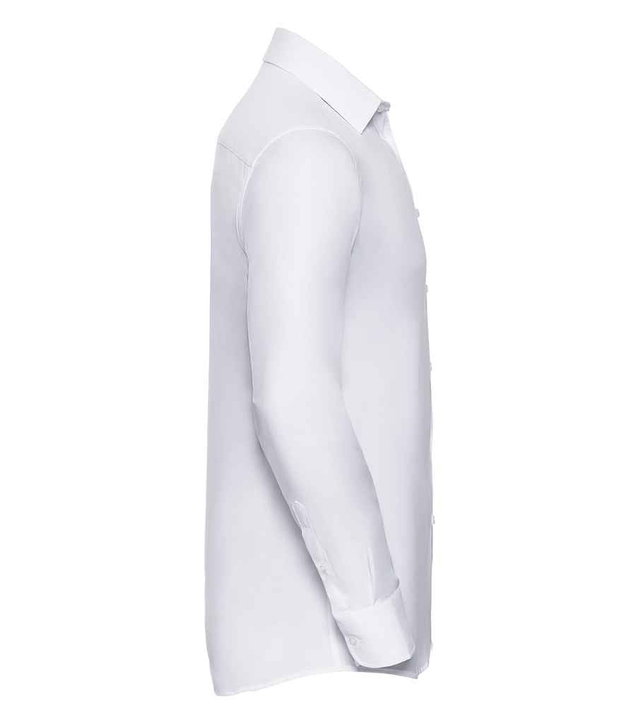 Russell Collection Long Sleeve Herringbone Shirt | White - Image 3