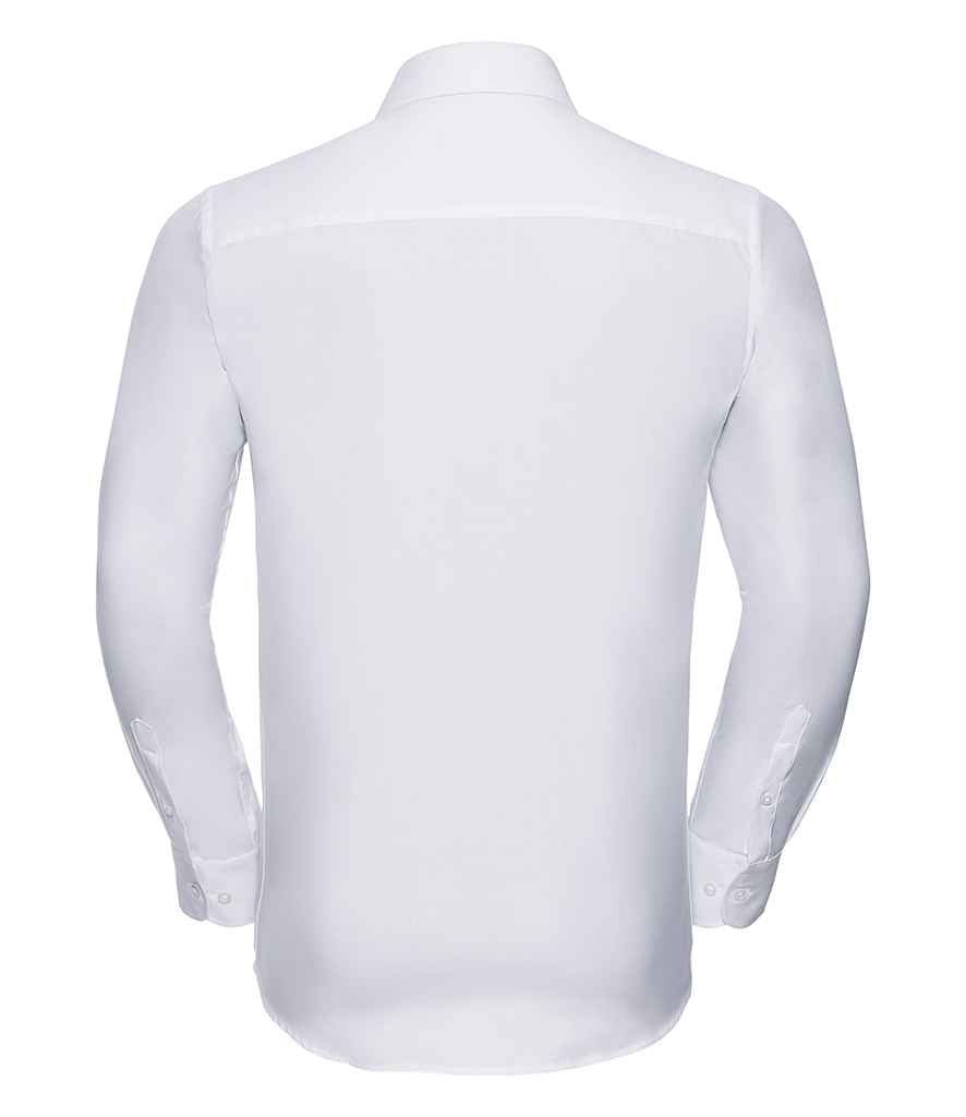 Russell Collection Long Sleeve Herringbone Shirt | White - Image 2