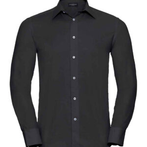 Russell Collection Long Sleeve Tailored Oxford Shirt | Black