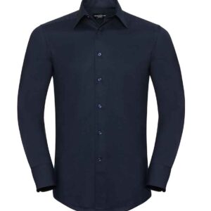 Russell Collection Long Sleeve Tailored Oxford Shirt | Bright Navy