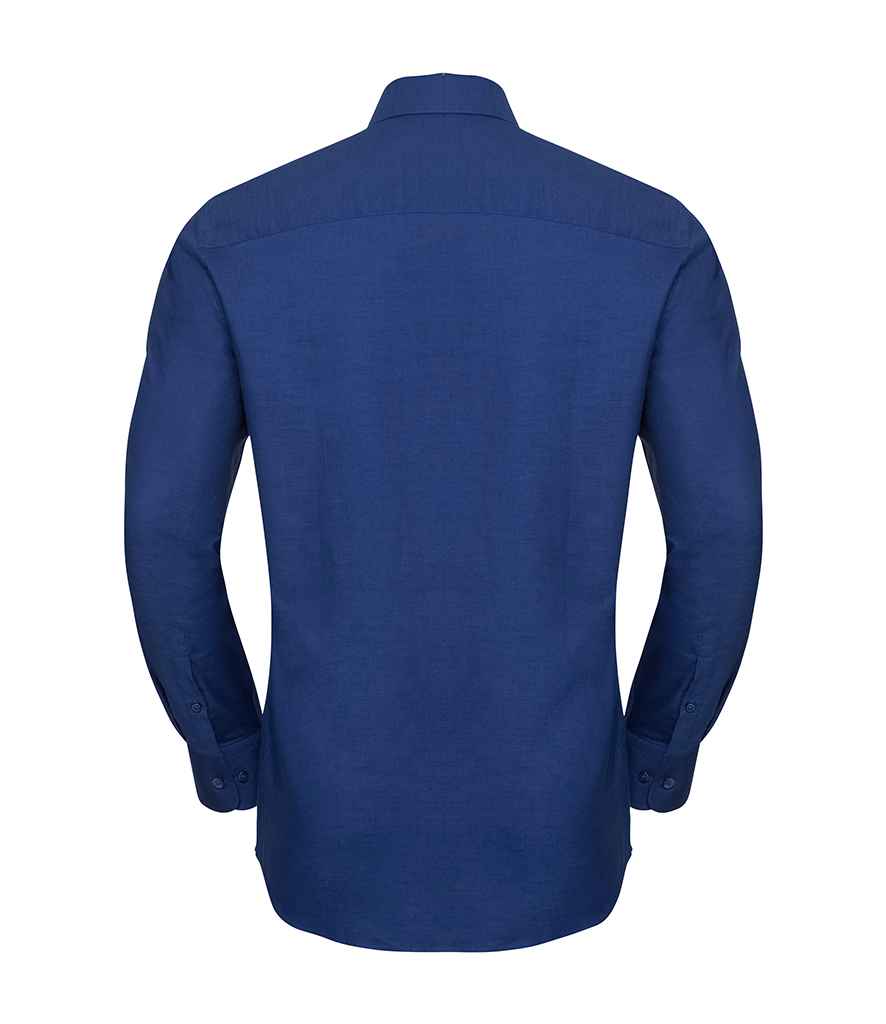 Russell Collection Long Sleeve Tailored Oxford Shirt | Bright Royal - Image 2