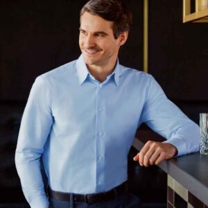 Russell Collection Long Sleeve Tailored Oxford Shirt | Oxford Blue
