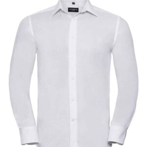 Russell Collection Long Sleeve Tailored Oxford Shirt | White