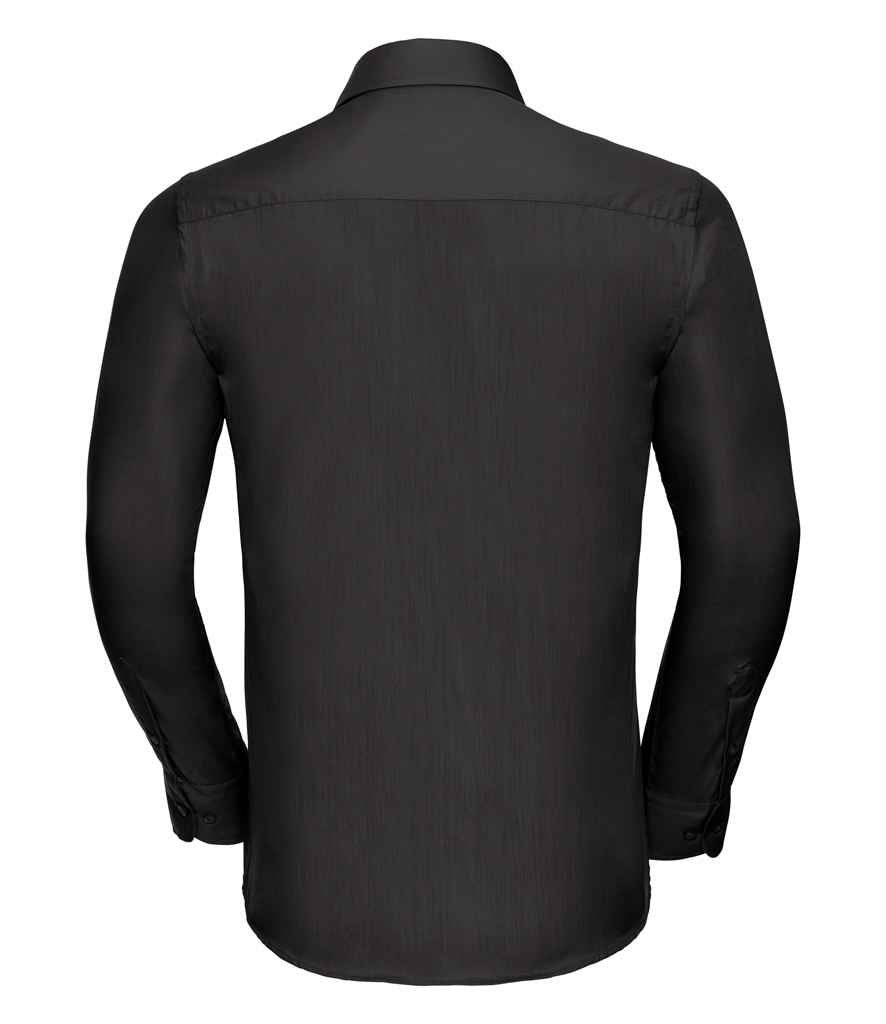 Russell Collection Long Sleeve Tailored Poplin Shirt | Black - Image 2