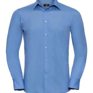 Russell Collection Long Sleeve Tailored Poplin Shirt | Corporate Blue