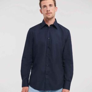 Russell Collection Long Sleeve Tailored Poplin Shirt | French Navy