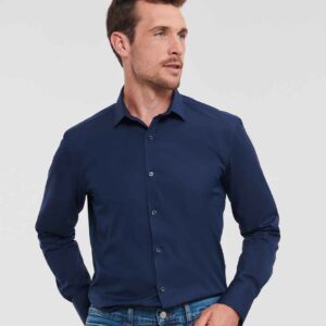 Russell Collection Long Sleeve Ultimate Stretch Shirt | Bright Navy