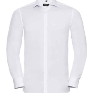 Russell Collection Long Sleeve Ultimate Stretch Shirt | White