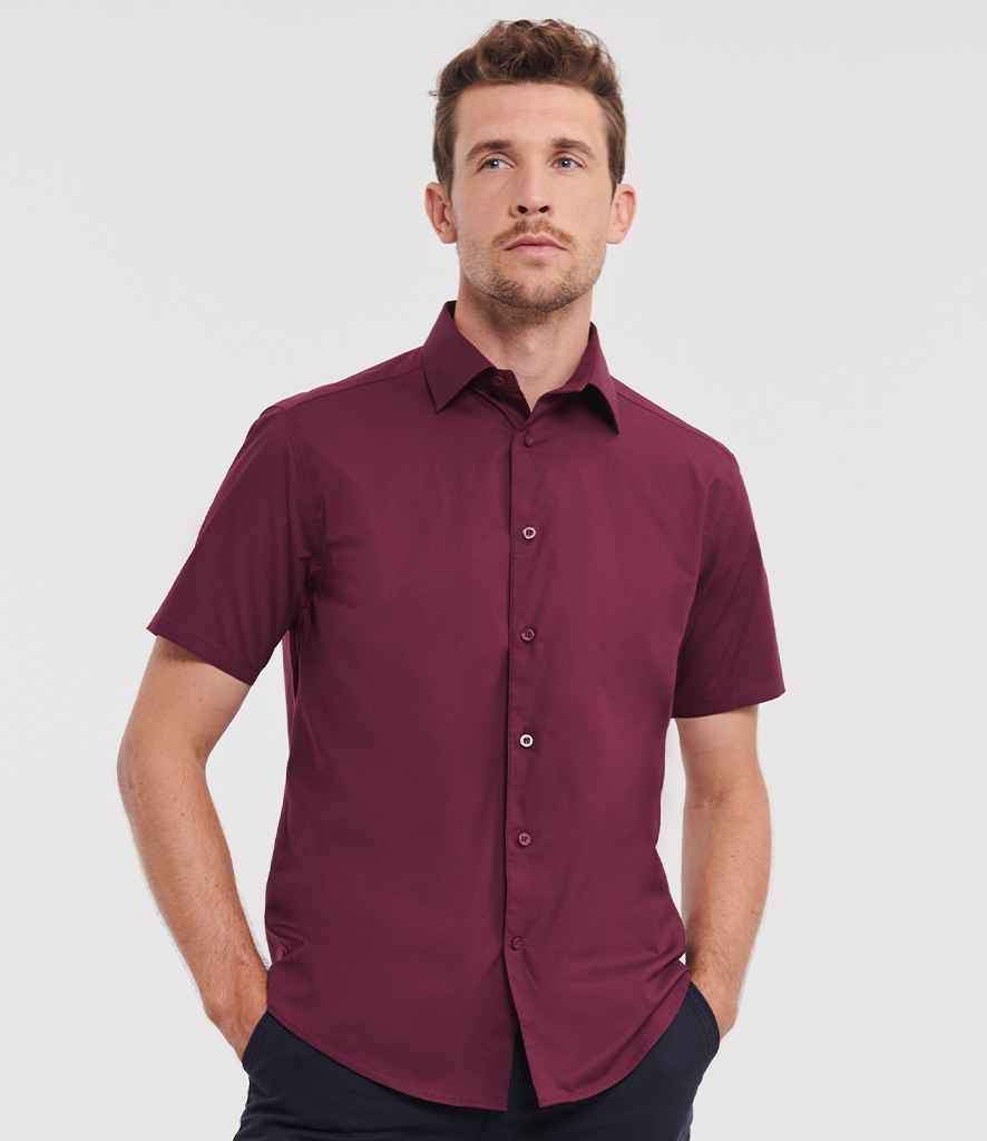 Russell Collection Short Sleeve Easy Care Fitted Shirt | Port