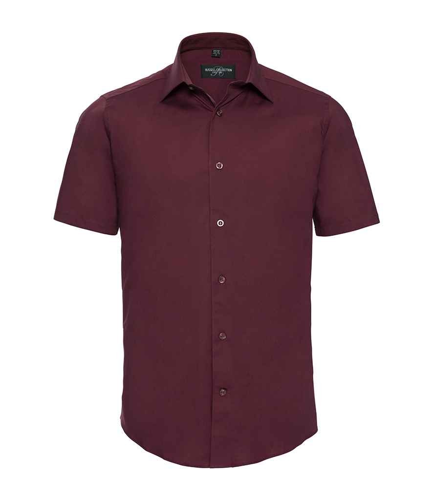 Russell Collection Short Sleeve Easy Care Fitted Shirt | Port - Image 2