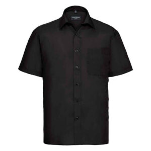 Russell Collection Short Sleeve Easy Care Poplin Shirt | Black