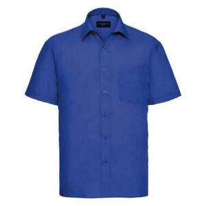 Russell Collection Short Sleeve Easy Care Poplin Shirt | Bright Royal