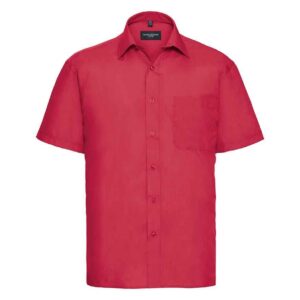 Russell Collection Short Sleeve Easy Care Poplin Shirt | Classic Red