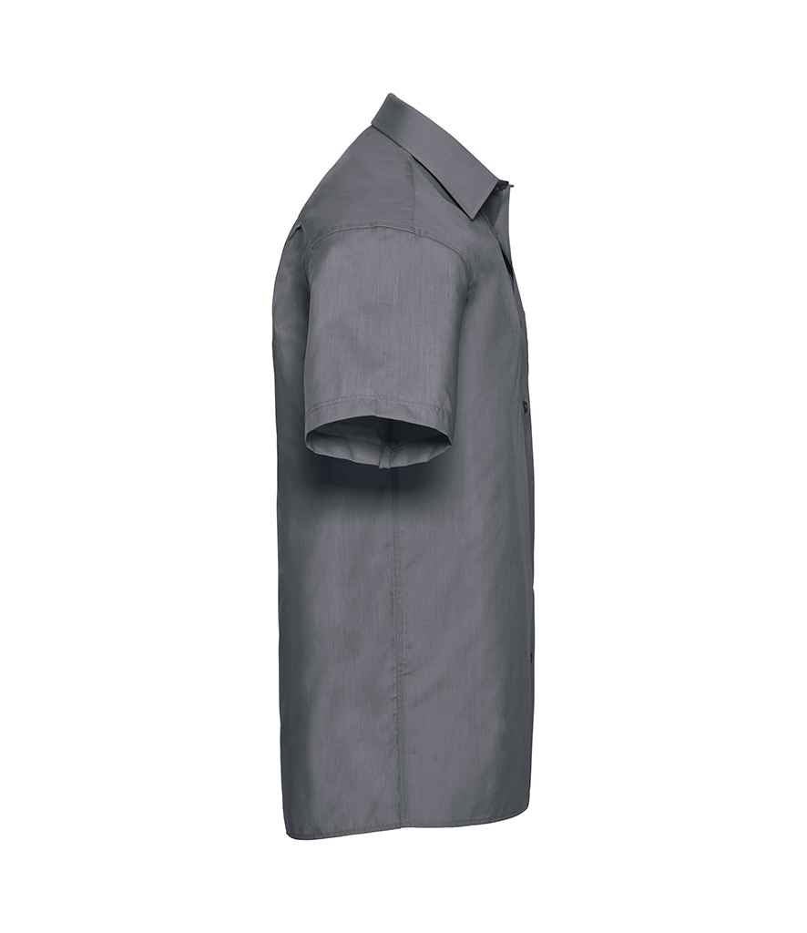 Russell Collection Short Sleeve Easy Care Poplin Shirt | Convoy Grey - Image 3