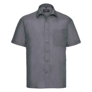 Russell Collection Short Sleeve Easy Care Poplin Shirt | Convoy Grey