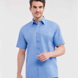 Russell Collection Short Sleeve Easy Care Poplin Shirt | Corporate Blue