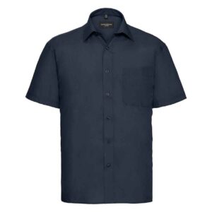 Russell Collection Short Sleeve Easy Care Poplin Shirt | French Navy