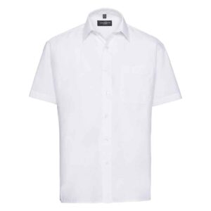 Russell Collection Short Sleeve Easy Care Poplin Shirt | White