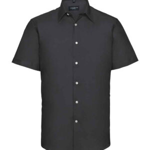 Russell Collection Short Sleeve Tailored Oxford Shirt | Black