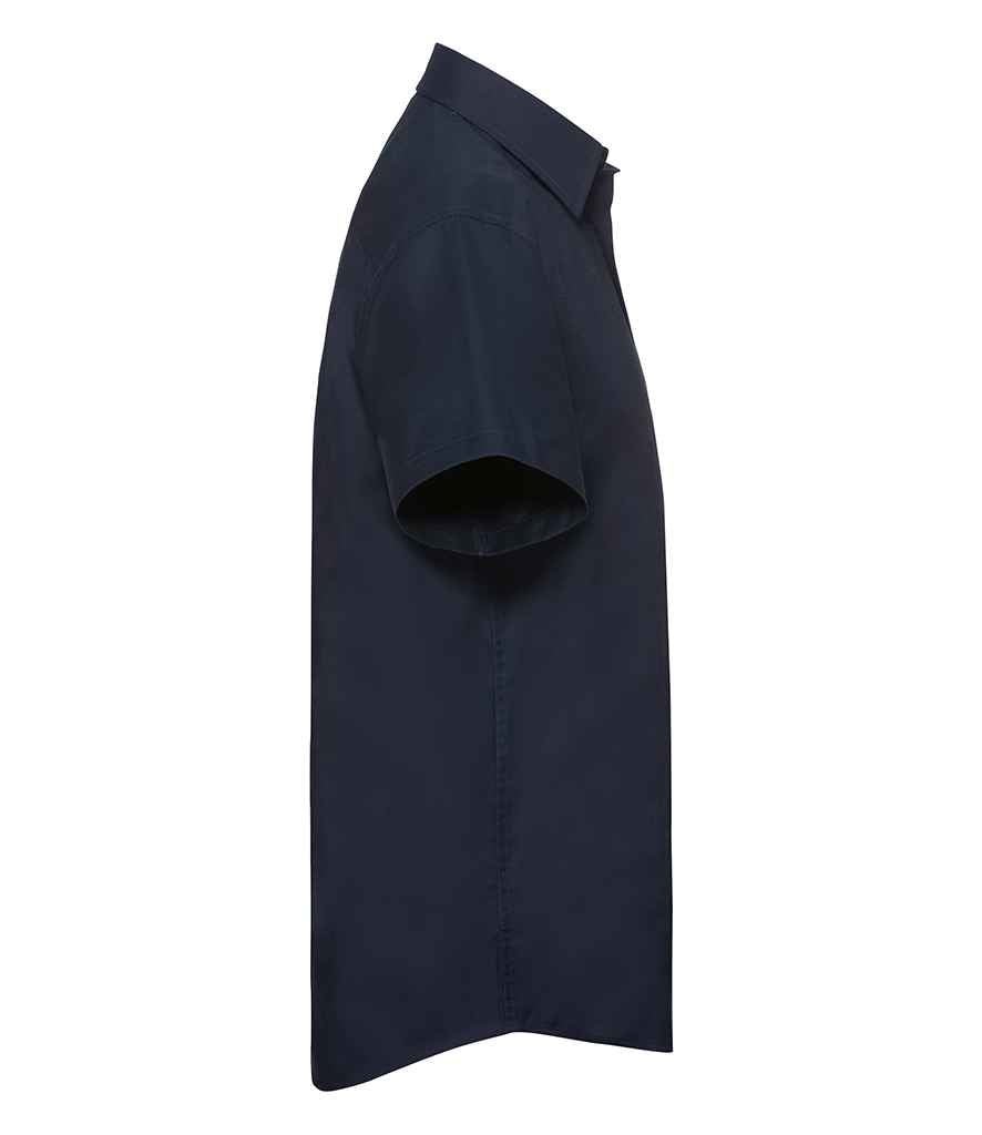 Russell Collection Short Sleeve Tailored Oxford Shirt | Bright Navy - Image 3
