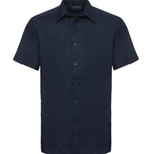 Russell Collection Short Sleeve Tailored Oxford Shirt | Bright Navy