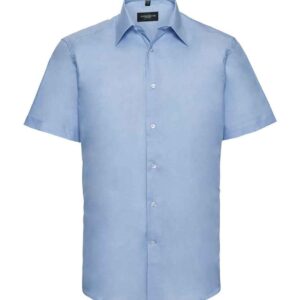 Russell Collection Short Sleeve Tailored Oxford Shirt | Oxford Blue