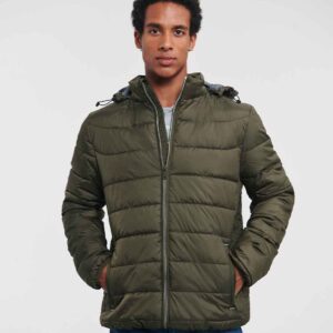 Russell Hooded Nano Padded Jacket | Dark Olive
