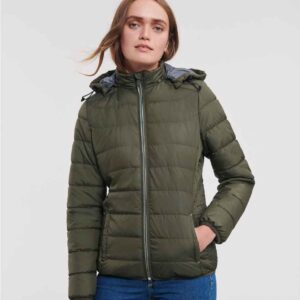 Russell Ladies Hooded Nano Padded Jacket | Dark Olive