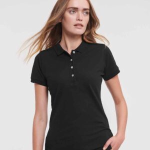 Russell Ladies Stretch Piqué Polo Shirt | Black
