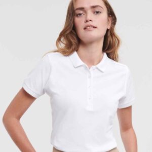 Russell Ladies Stretch Piqué Polo Shirt | White