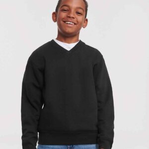 Russell Schoolgear Kids V Neck Sweatshirt | Black