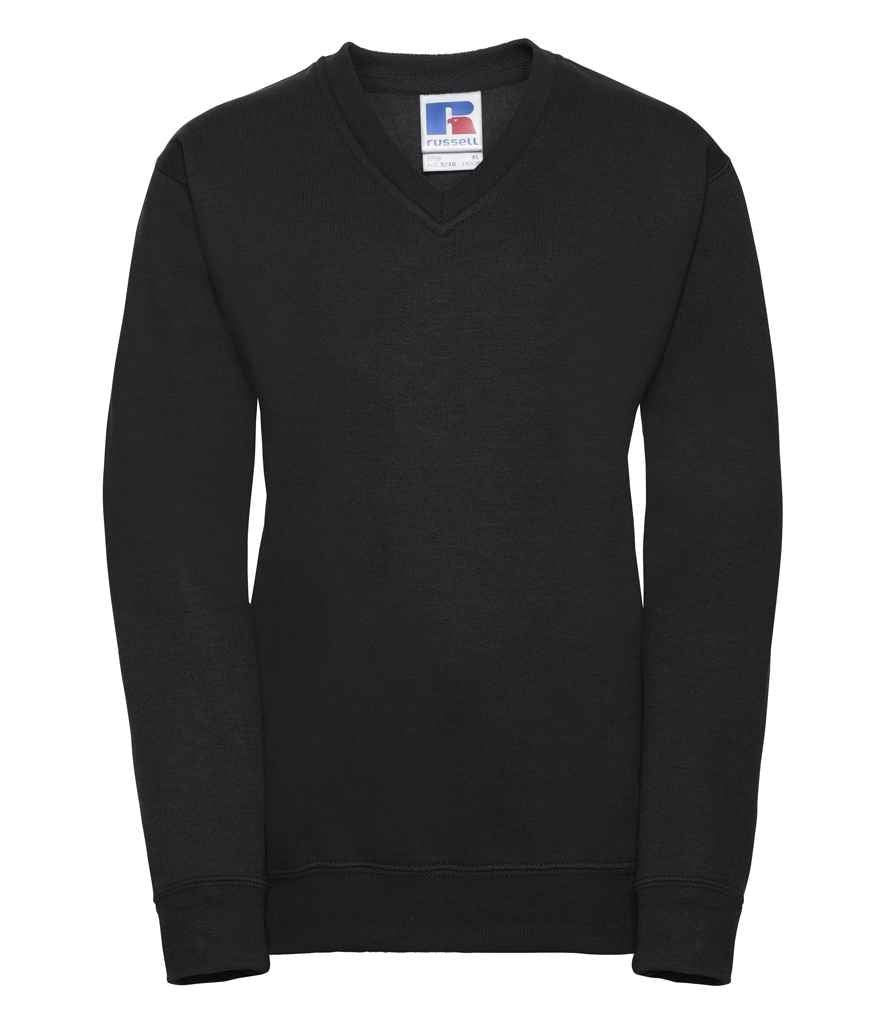 Russell Schoolgear Kids V Neck Sweatshirt | Black - Image 2