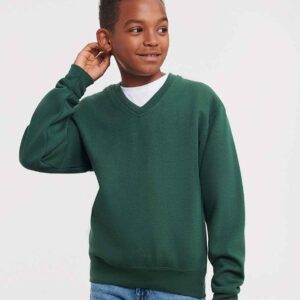 Russell Schoolgear Kids V Neck Sweatshirt | Bottle Green