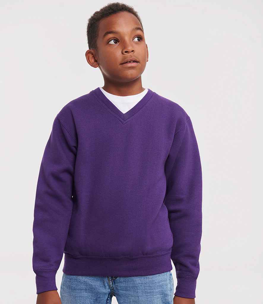 Russell Schoolgear Kids V Neck Sweatshirt | Purple